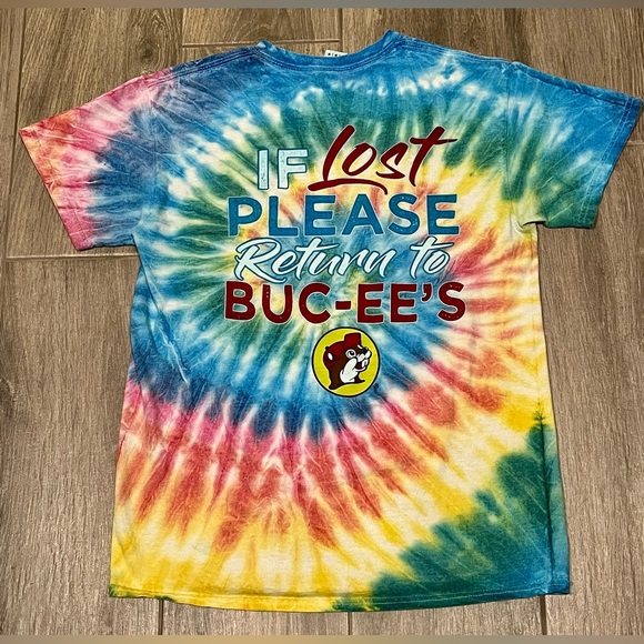 Authentic Buc-ees Shirt Adult Medium Tie Dye Short Sleeve Casual Peace Love - Picture 4 of 5
